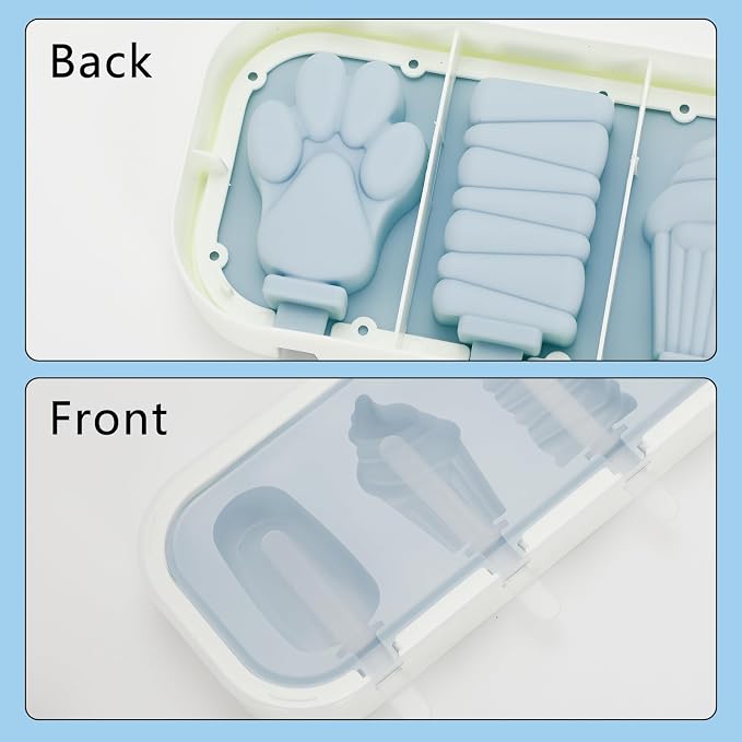 4 Pack Blue Bear Paw Silicone Popsicle Molds - Food Grade with Lids & Sticks, Ice Cream Molds for Kids Family, Homemade Frozen Treats Maker