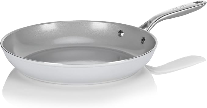 TECHEF - CeraTerra Ceramic Nonstick Frying Pan Skillet, (PTFE, PFAS, and PFOA Free), Dishwasher Oven Safe, Stainless Steel Handle, Induction-Ready, Made in Korea (12-in)