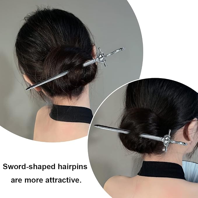 2 Pcs Metal Sword Hair Sticks Vintage Hair Chopsticks Simple and Elegant Hair Pins Sticks for Women and Girls Daily Wear