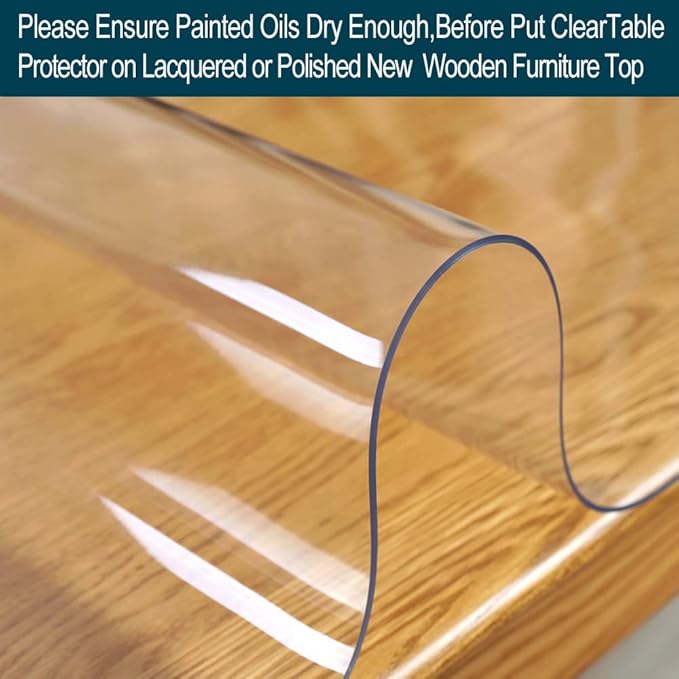 Wadrac Plastic Clear Table Cover Protector Plastic Tablecloth Dining Living Room Coffee Mat Vinyl Transparent Wooden Granite Table Screen Protection Silicone Desktop Topper Easy Clean Round 38 inch