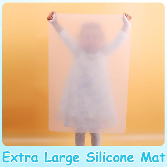 Extra Large Silicone Mats for Crafts: Heat Resistant Non-Slip 19.7" x 29.5" | Nonstick Easy to Cut Clear Silicone Sheet - Translucent Countertop Protector Pad for Jewelry Epoxy Resin Glitter DIY 1 Pcs