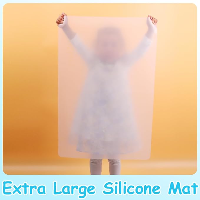 Large Clear Silicone Craft Mats: 15.7"W x 23.6"L Heat Resistant Non Slip | Nonstick Silicone Countertop Protector Sheet 2 Pcs - Translucent Silicone Placemats for Pastry Epoxy Resin Glitter Slime DIY