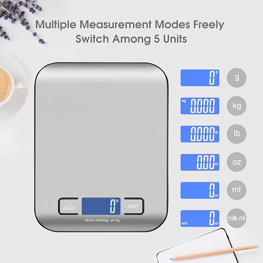 Digital Shipping Scale,Stainless Steel Panel, Accurate Portable Postal Scale for Packages, Small Business,Kitchen, Food, Handmade, Liquids, and Boutique (Silver Black Rechargeable(10kg/1g))