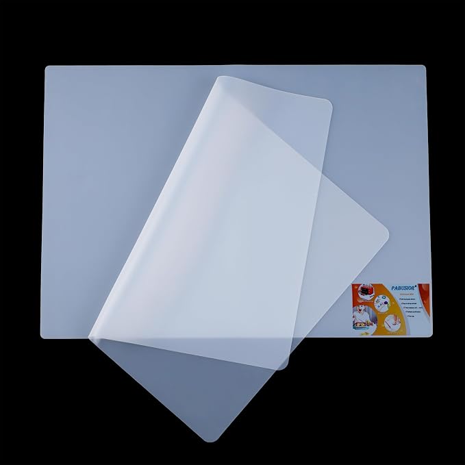 PABUSIOR Clear Silicone Mats for Crafts: Non-Slip Heat Resistant 2/Pack | Translucent Nonstick Silicone Placemats - Silicone Pad for Jewelry Art Epoxy Resin Slime Sheet Nail DIY 11.8"W x 15.75"L