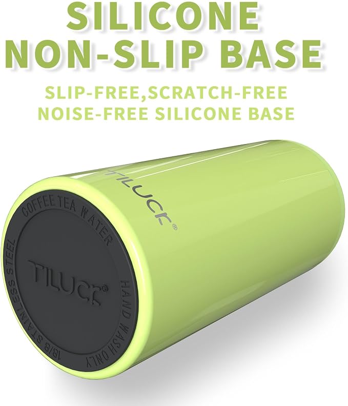 TILUCK Skinny Can Cooler, Stainless Steel Insulated Slim Cans, 12 oz | Beer & Hard Seltzer, Doucle-Walled Stainless Steel Insulated Slim Cans, Slim 12 oz(Lime)