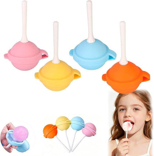 Silicone Lollipop Ice Cream Maker, Reusable Homemade Popsicle Molds, DIY Ice Pop Maker for Kids, Food Grade Silicone Molds with Sticks, 4 Colors for Distinguishing Different Popsicle Flavors