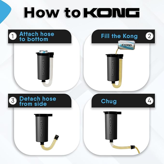 The Kong Skinny Can - Portable Coozie or Bottle Cooler/Cup With Detachable, Expandable, Hose To Funnel Your Drink (Black)