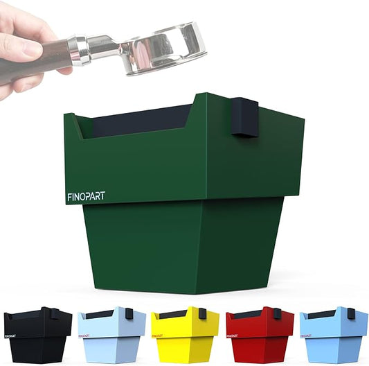 Espresso Knock Box, 5.4 in, Barista Style Espresso Grounds Knock Box, Removable Silicone Knock Rod, Silicone Non-Slip Base, Espresso Maker Accessory (Green)