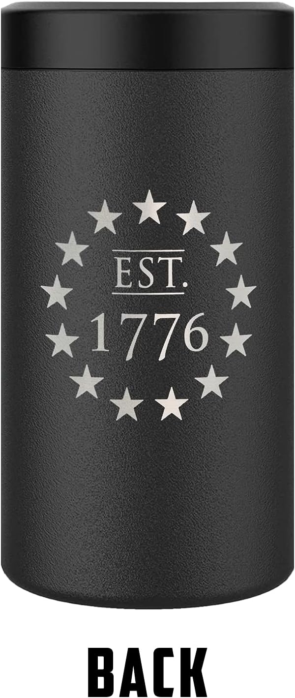 American Flag 4 in 1 Insulated Can Cooler, Fits Most Bottles & Cans Universal Can Cooler - American Flag Gift | Flag 4 in 1 Can Cooler