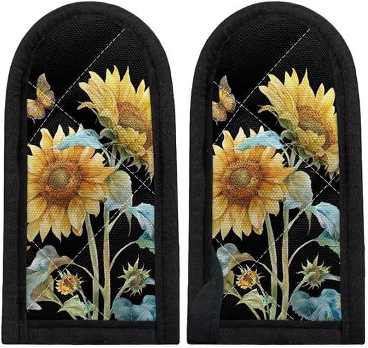 Coldinair Sunflower Butterfly Pan Handle Holders Heat Resistant Hot Handle Covers Cast Iron Skillet for Home Kitchen,BBQ and Baking,Set of 2