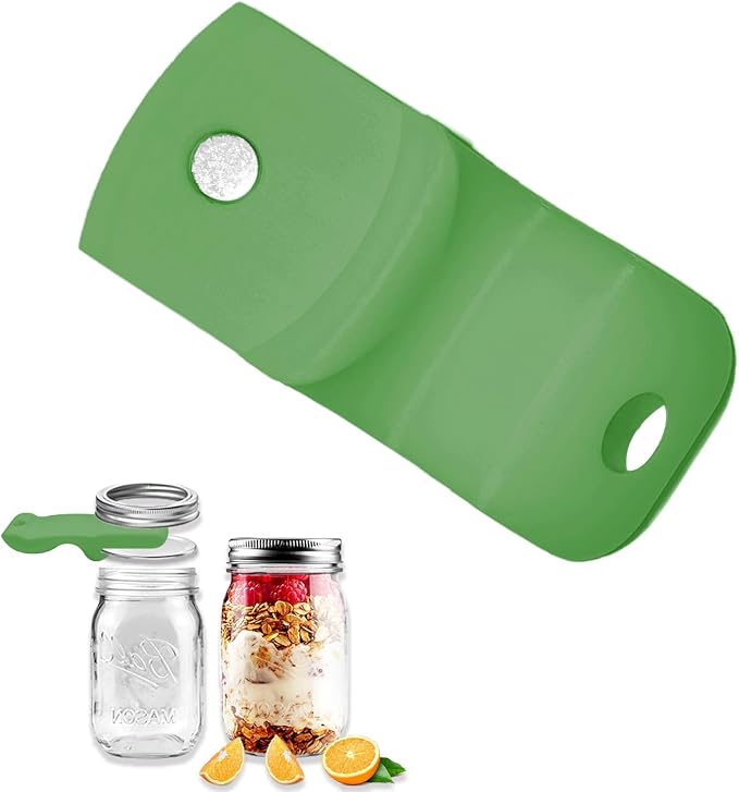 Mason Jar Opener and Canning Tool, Compatible with Mason Jar Lids, Releases Vacuum Seal on Wide Mouth and Regular Mouth, Magnetic Lid Lifter for Canning, Pickling (dark green)