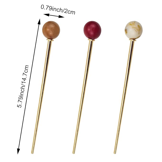 6Pcs Hair Sticks for Buns Elegant French Hair Pins for Women, Alloy Hair Forks for Curly, Straight, Wavy & Fine Hair