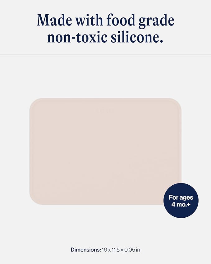Lalo Silicone Placemat for Toddlers & Babies - Non-Slip Kids Placemat for Restaurants & Dining Tables - Non-Toxic & BPA Free Safe - for Ages of 4 Months and Up - Grapefruit