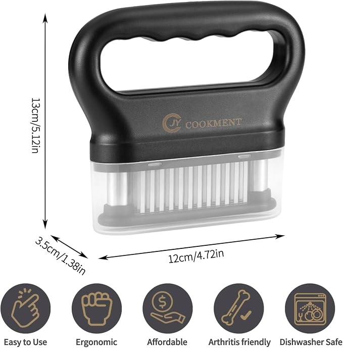 Meat Tenderizer Tool with 48 Stainless Steel Ultra Sharp Needle Blades, Kitchen Cooking Tool Best For Tenderizing, BBQ, Marinade