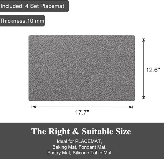 ME.FAN Silicone Placemats [17.7''x12.6''] Heat-Resistant Thicken Non-Slip Tablemats Non-Skid Table Mats Set of 4 (Dark Orange)