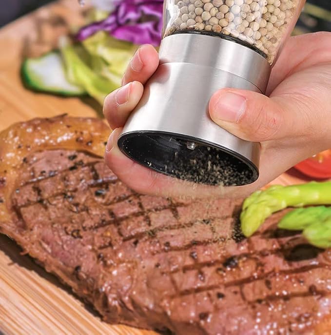 Manual Grinder, Ceramic Core Pulverizer, Adjustable Roughness | Transparent Glass Body See Grind Size Instantly, Stainless Top Cover for Durability, Compact Size Ideal for Camping
