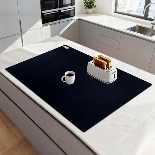 Extra Large Silicone Mat for Resin 36.2" x 24" 2MM Thick Silicone Craft Mat | for Table, Multifunction Silicon Matt for Kitchen Countertop Protector Heat Resistant Placemat by Foepoge(Black)