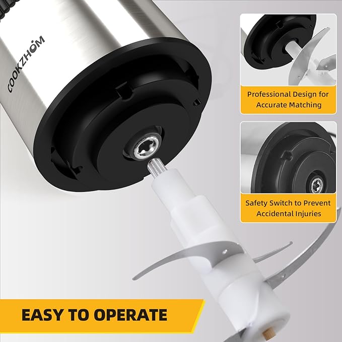 Food Processor,Electric Food Chopper with 500W Stainless Steel Motor & 2 Sharp Blade Sets, 8-Cup Stainless Steel Bowl for Meat, Vegetables, Fruits and Nuts