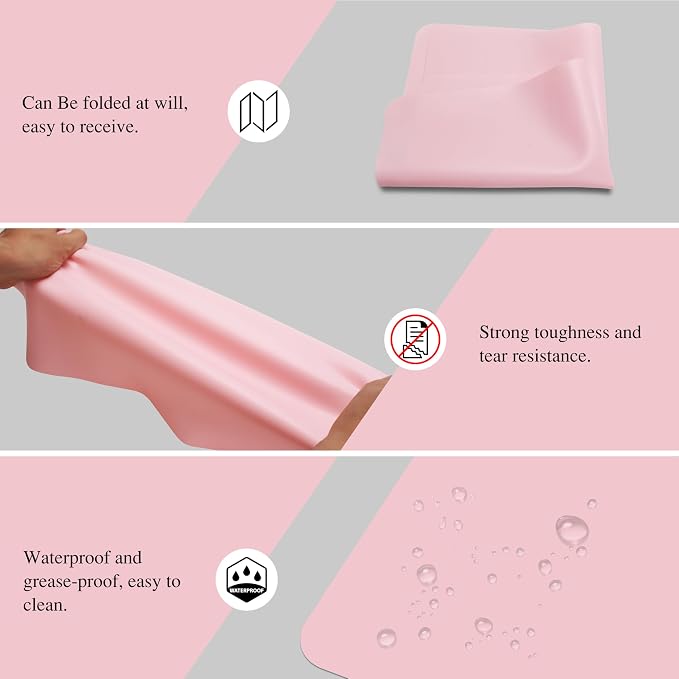 Silicone Mats Large Size, 2Pcs 27.5"x 19.5" Pink Silicone Craft Mat, Silicone Mats for Heat Resistant, Kitchen Counter, Paiting, Jewelry