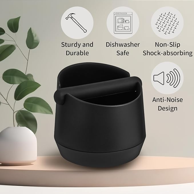 IAOSEN Knock Box 6 Inch Extra Large Capacity Design Espresso Knock Box Shock-absorbent Knock Box Espresso with Removable Knock Bar and Non-Slip Base Espresso Accessories for Home/Office