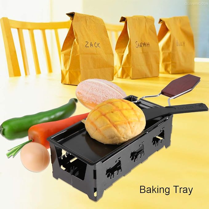 Mini Raclette - Cheese Melter Raclette Grill Non-Stick Mini Rotaster Baking Tray Cheese Melting Pan