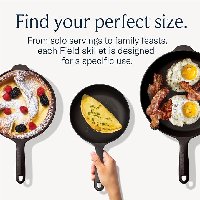 Field Company No.5 Cast Iron Chef Skillet – 7.5-Inch Curved Wall Egg Pan, Pre-Seasoned for 1–2 Servings, Lighter & Smooth, Made in USA