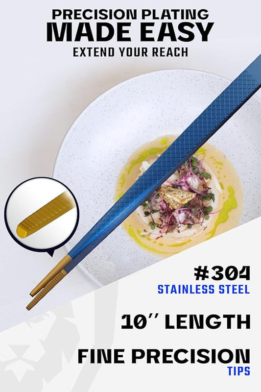 Dalstrong Chef Tweezers Professional Kitchen Tongs-10 high-precision Tweezer Tongs for Cooking - Stainless Steel Blue w/vTitanium Coating-BBQ, Plating, Multi-use
