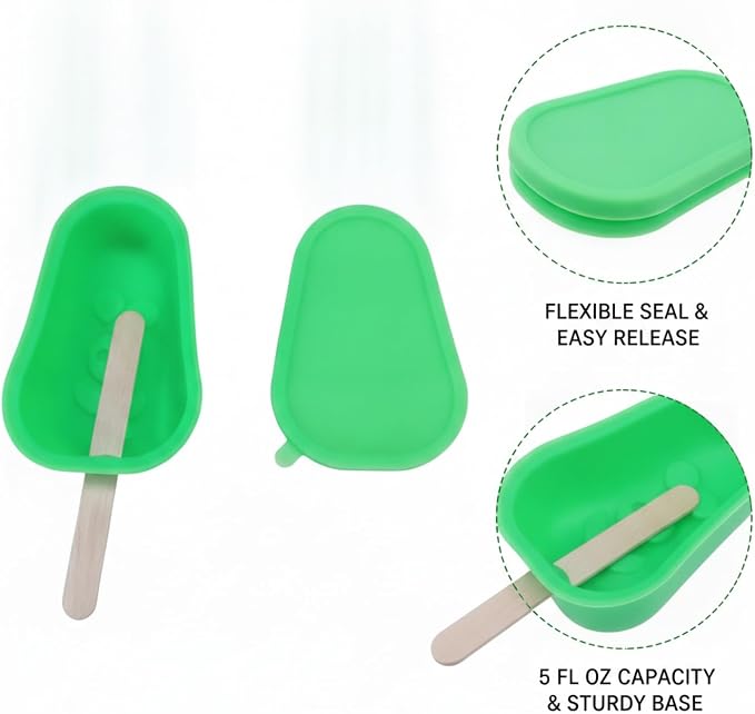 Easy-Release Homemade Popsicles with Silicone Mold, Lids & Sticks for Juice or Yogurt, 5 fl oz Capacity