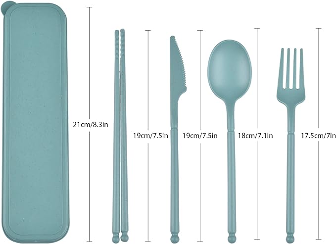 Travel Utensils with Case, Camping Rrusable Utensils Set with Case, Plastic Cutlery Set Forks Spoon Tableware, Portable Cutlery for Travel Picnic or Daily Use