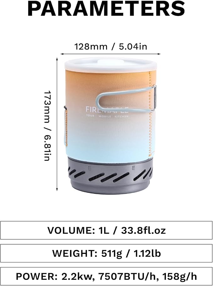 Fire-Maple Fixed Star 1 Backpacking and Camping Stove System, Multi 18oz | 30% Faster Boil with HX Base, Piezo Ignition, Compact & Durable, All-in-One Pot, Compatible with Most Canisters, Portable