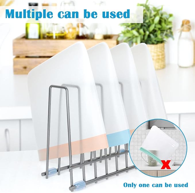 IDEATECH Reusable Silicone Bags Rack, Drying Rack for Storage Bags, Stainless Stand for Reusable Freezer Bags, File Organizer Desktop Storage Book Shelf (Grey)