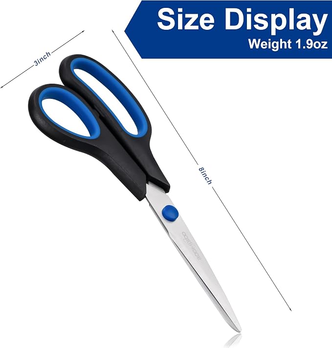 24PCS 8" Scissors,Sharp Stainless Steel All Purpose in Office School Crafts | Right/Left Handed, Comfort Grip Scissors for Office Desk Accessories Sewing Fabric Home Craft School Teacher/Class Supplies