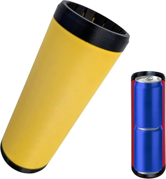 Beerzooka Double Tactical Reload Can Holder, Yellow | Fits 2 Standard 12oz Cans, Made in USA, 3D-Printed Plastic, Black Rim Design, For Camping and Tailgating