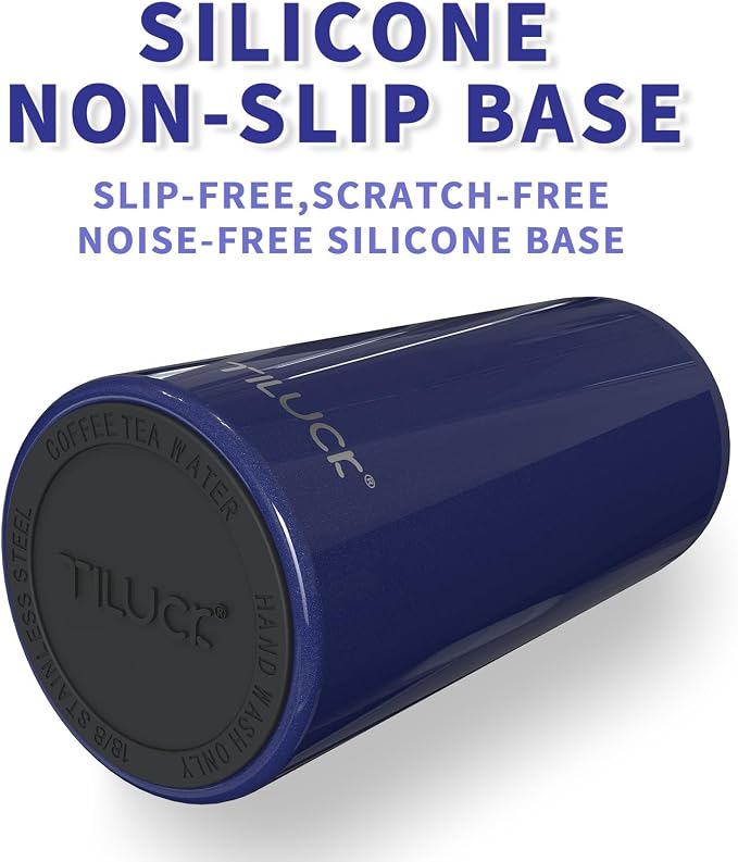 TILUCK Skinny Can Cooler, Stainless Steel Insulated Slim Cans, 12 oz | Beer & Hard Seltzer, Doucle-Walled Stainless Steel Insulated Slim Cans, Slim 12 oz(Glitter Navy)