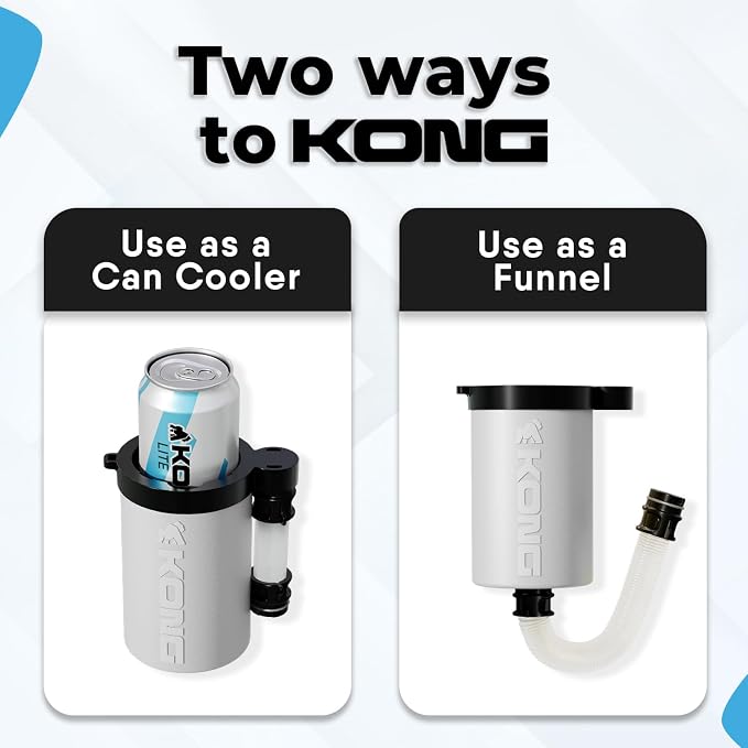 The Kong 2.0 - A Portable Can or Bottle Cooler/Cup With A Detachable, Expandable, Hose To Funnel Your Drink (White)