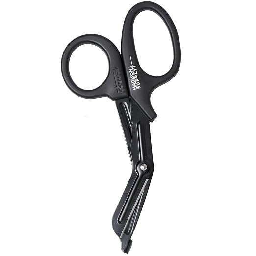 7.5 Inches Premium Stainless Steel Trauma Shears for Left and Right Hand - Non-Stick Coated Blades Medical Scissors - Durable Fluoride-Coated Nurse Scissors - Black