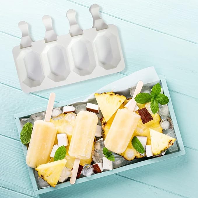 Popsicles Molds, Cake Pop Mold 4 Cavities Ice Pop Cakesicle Molds Silicone Ice Cream Mold, Silicone Popsicle Molds, Ice Pop Mold, Silicone Popsicles Molds for Kids, Reusable Popsicle Maker
