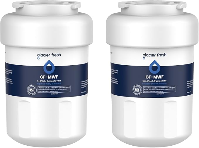 GLACIER FRESH MWF Refrigerator Water Filter Compatible with GE, 2-Pack | Compatible with SmartWater MWFP, MWFA, GWF, HDX FMG-1, WFC1201, RWF1060, 197D6321P006, Kenmore 9991