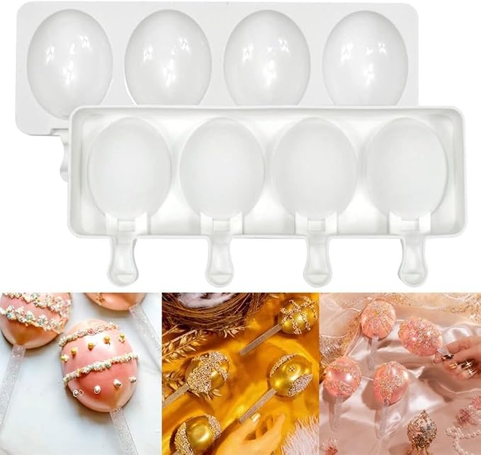 1 Pack Cute Egg Shape Popsicle Molds Silicone Ice Pop Molds 4 Cavities Popsicle Molds for Kids Adults Ice Cream Mold Cakesicles Mould DIY Popsicle Maker Homemade Popsicle Silicone Molds V