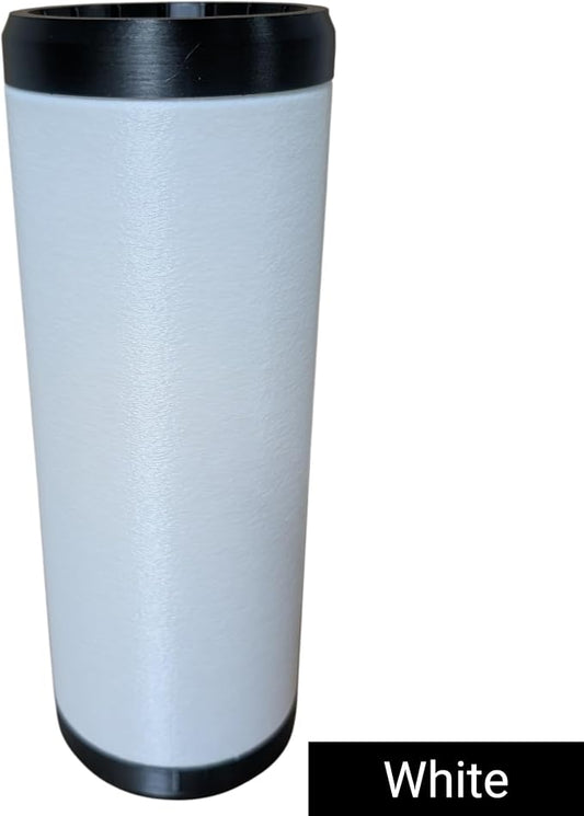 Beerzooka Double Tactical Reload Can Holder, White | Fits 2 Standard 12oz Cans, Made in USA, 3D-Printed Plastic, Black Rim Design, For Camping and Tailgating