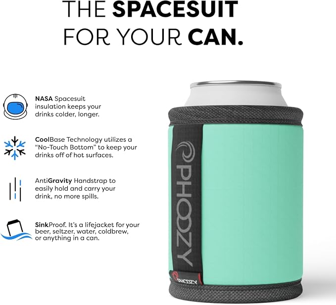 PHOOZY Insulated Can Cooler for 12 oz Cans - Patented Drink Sleeve with NASA-Inspired Technology - Keeps Beer, Soda & Sparkling Water Cold Longer - Lightweight Outdoor Can Holder - Mint