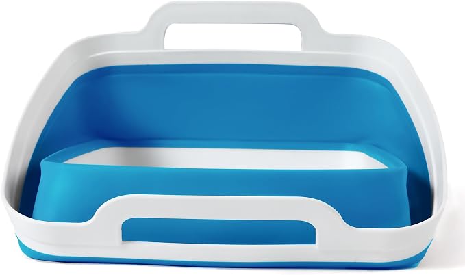 FOSJGO Collapsible Dish Basin with Drain Plug, Foldable Sink, 2.4 Gal (9L) | Space-Saving Wash Basin for Kitchen, Baby Bottles, Vegetable Washing, Camping, RV and Party Beverage Tubs