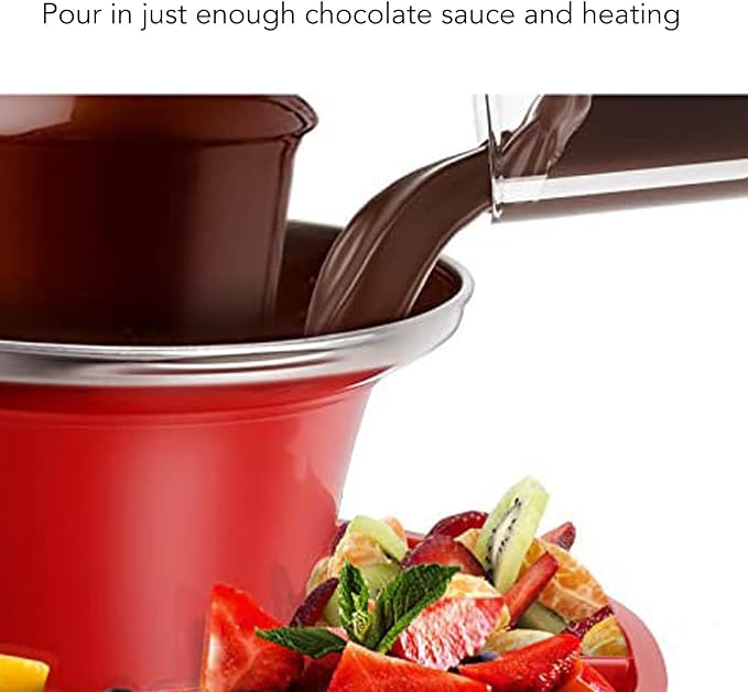 3 Tier Electric Chocolate Fondue Fountain Machine, Chocolate Sauce Fountain Machine with Detachable Plates for Parties Game Nights Xmas