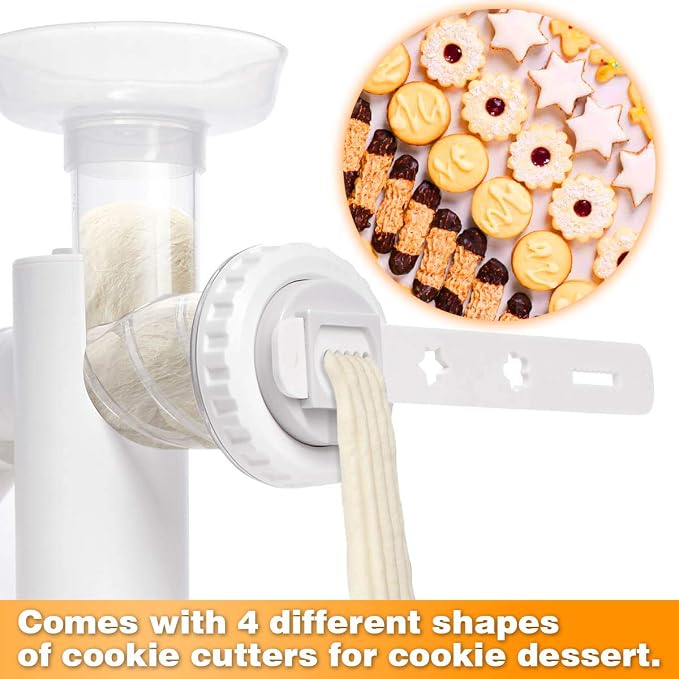 Manual Meat Grinder, Heavy Duty Meat Mincer Sausage Stuffer,Hand Grinder with Stainless Steel Blades for Meat, Sausage, Cookies, Easy to Clean(3 in 1,White)