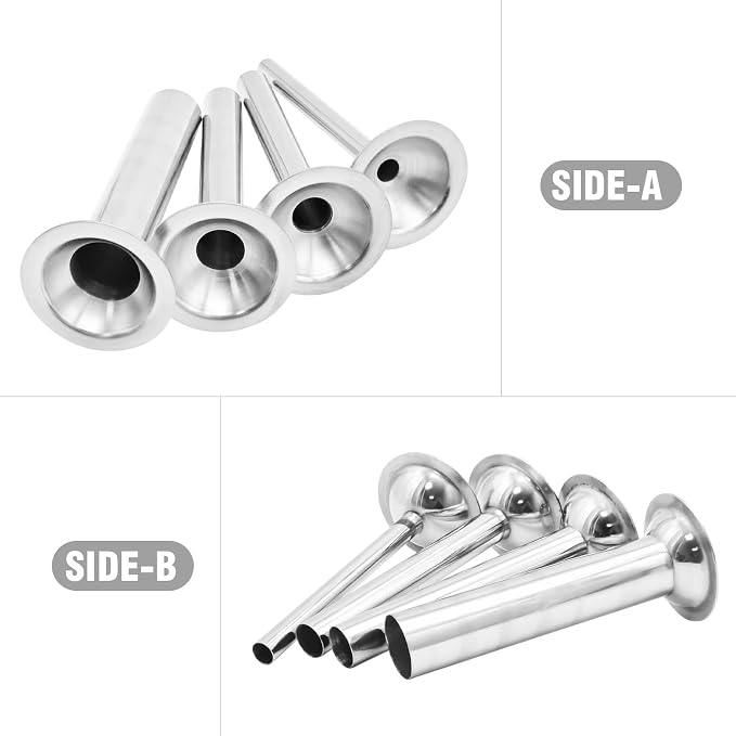 Hoypeyfiy 4Pcs #8 Sausage Stuffing Tubes, Stainless Steel Sausage Stuffer Kit for Meat Grinder Kitchenaid Plastic FGA Food Grinder