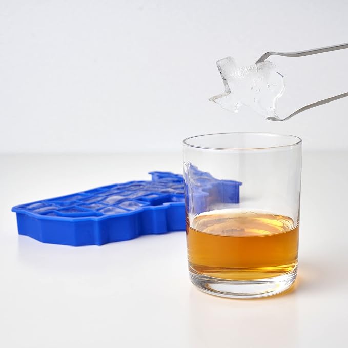 TrueZoo Silicone Ice Cube Tray, Blue Ice Cube Mold for Whiskey, Iced Coffee, Cold Brew, Juice, Home Bar Gifts, Makes 38 Cubes, Molds for Chocolate, Candy, Baby Food, Crayon, Soap, USA States Design