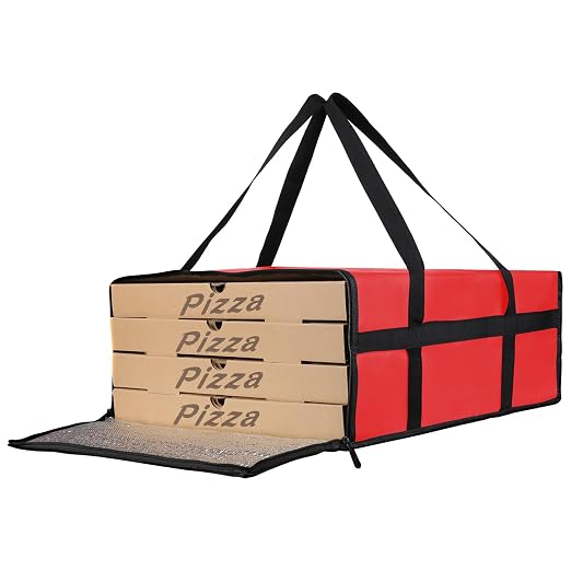 Bodaon Insulated Pizza Delivery Bag, 20" x 20" x 8" Red Warmer Bags, 1-Pack | Pizza Bags for Delivery Carry Hot, Insulated Food Delivery Bag, Grocery Shopping Bags, Commercial Catering Rideshare, Parties