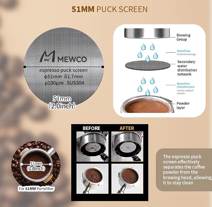 7 Pack Espresso Tamper Station&Coffee Distributor Tamper&Espresso WDT Stirrer&Coffee Tamping&Brush&Coffee Dosing Funnel&Espresso Puck Screen, Multipurpose Tools for Bar Home Office (51 mm)