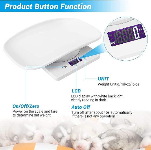 Digital Pet Scale,Puppy Scales for Weighing,Baby Scales for New Pets Only | Digital Small Animals Scales for Weighing,Whelping Supplies,Kitten Scale for Newborn Dog Cat Crawl Pet,Capacity up to 33 lb