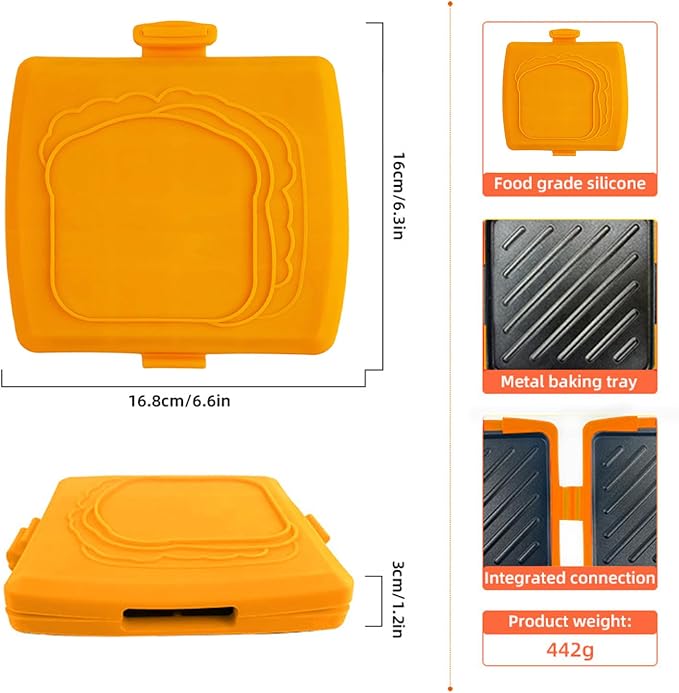 Sandwich Maker Nonstick No Power Required Quesadilla Snacks Bread Cooker | Kitchen Bread Press Sandwich Maker Heat-Resistant Portable Breakfast Quesadilla Pie Bread for Home Apartment Dorm Party T